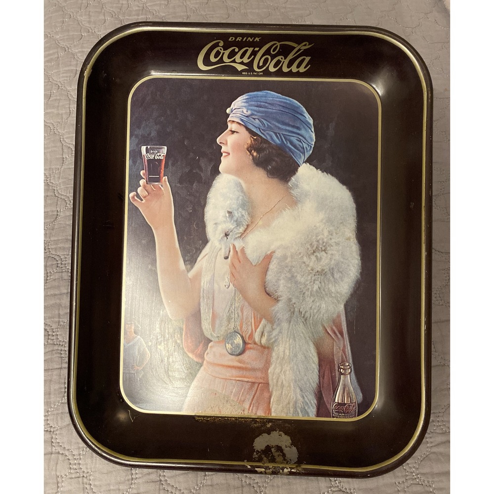 Vintage 1973 Reproduction Advertisement Coca Cola"Flapper Party Girl" Metal Tray